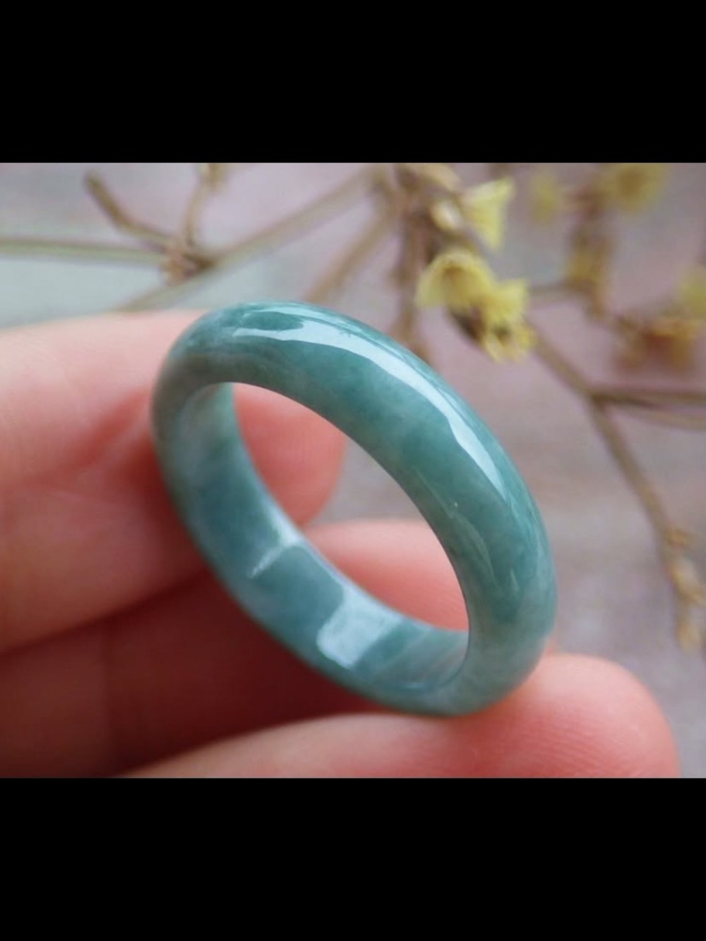 Genuine authentic ring certificate jadeite jade luck green plain ring size6.5